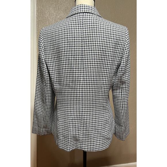 Tahari ASL Women's Check Suit Blazer Office Siren Corpcore Blue Lined Size 10 - Picture 2 of 15